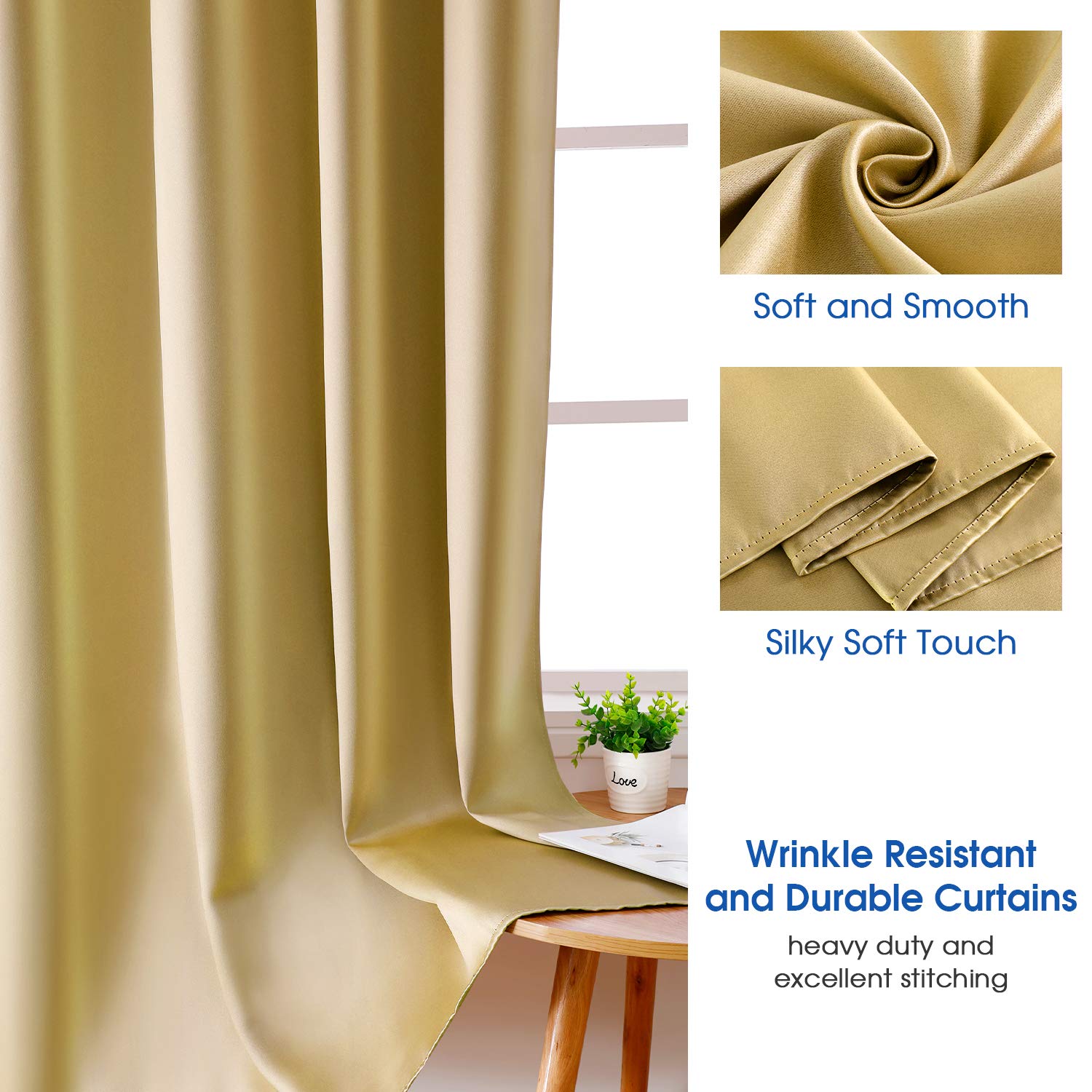 HOMEIDEAS triple-weave blackout curtains thermal insulation reduce energy transfer.
