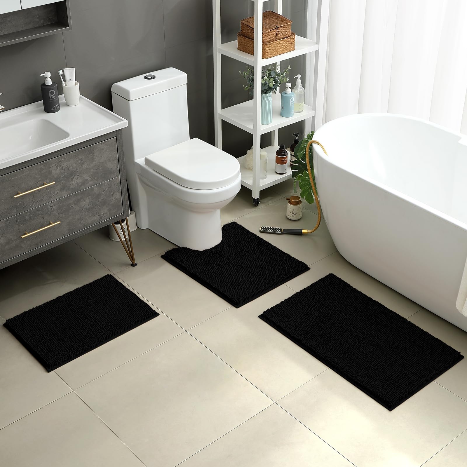 HOMEIDEAS U-shaped contoured rug 20x24 provides non-slip security around fixtures