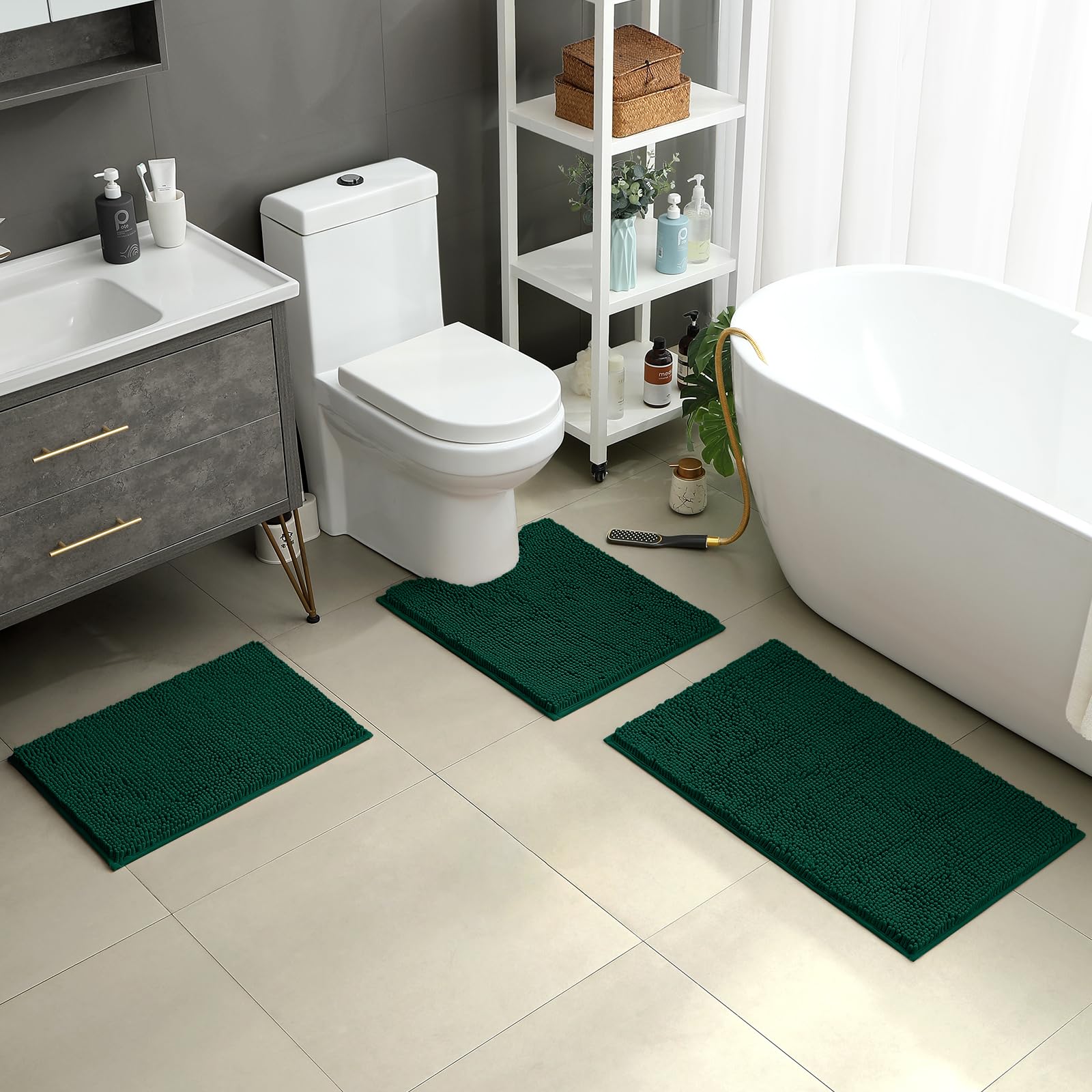 HOMEIDEAS U-shape contoured rug 20x24 offers secure footing on tile.
