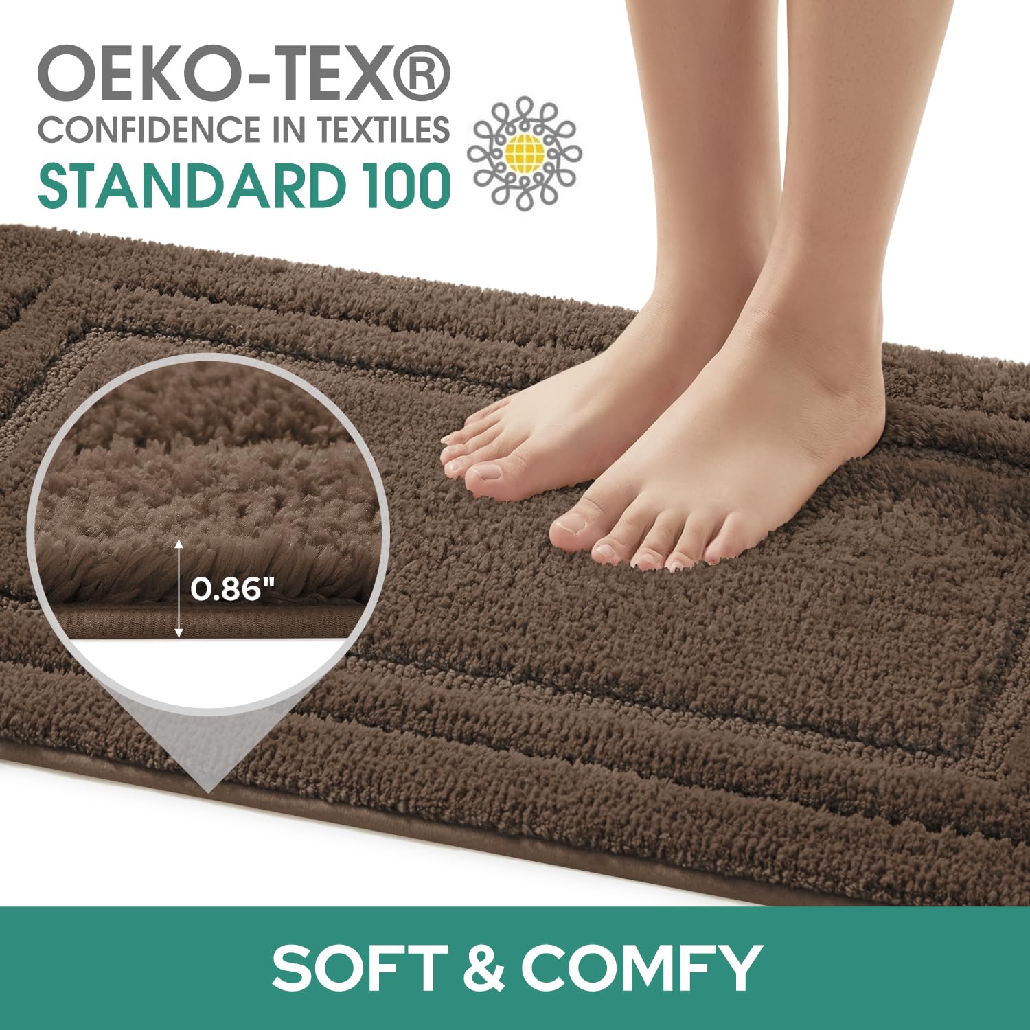 HOMEIDEAS U-shaped mat secures around the toilet for steady support.