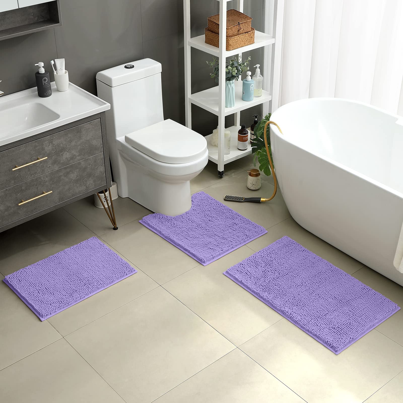 HOMEIDEAS ultra-soft chenille mats offer plush comfort and quick step-ins.