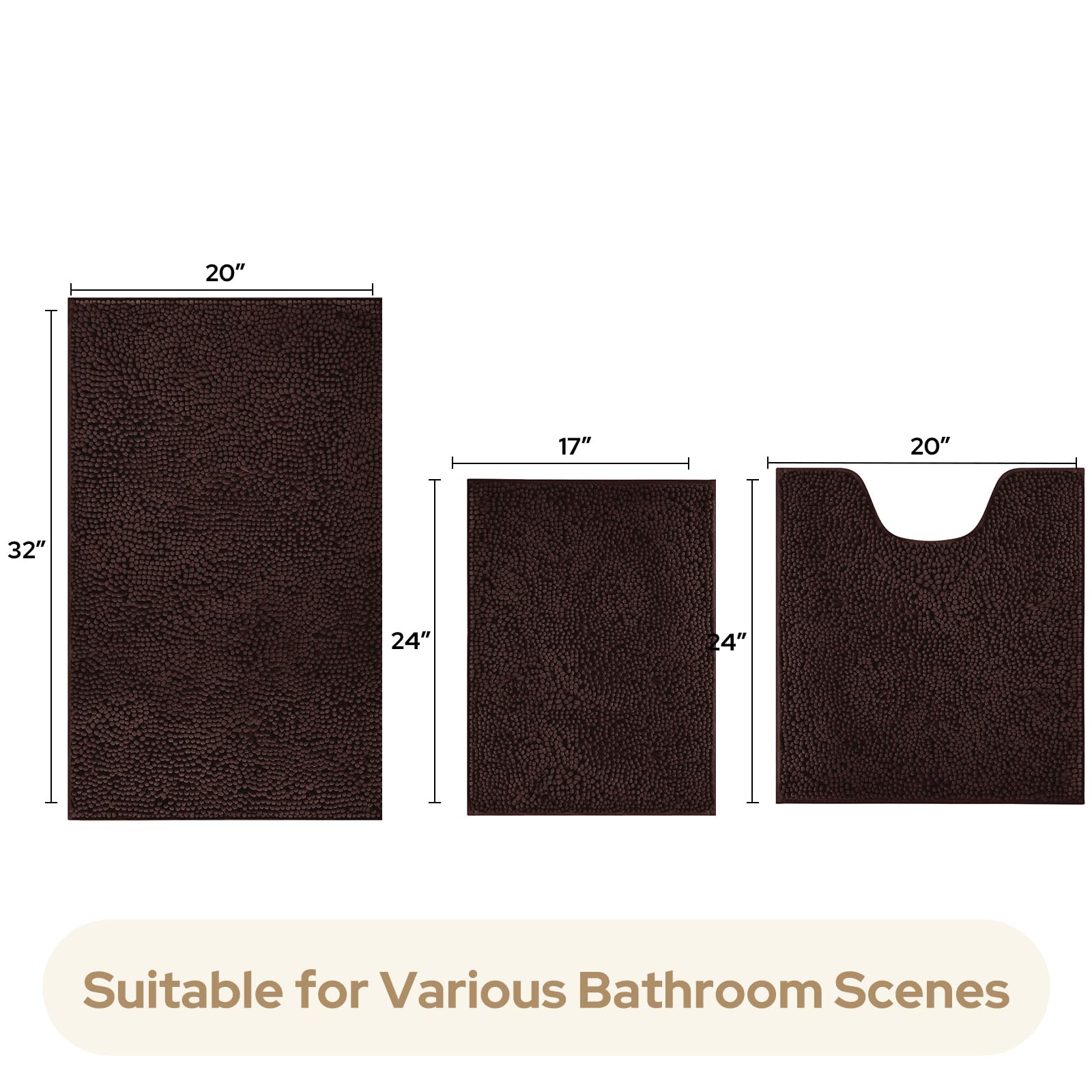 HOMEIDEAS ultra-soft chenille fibers create a luxurious underfoot feel in bathrooms.