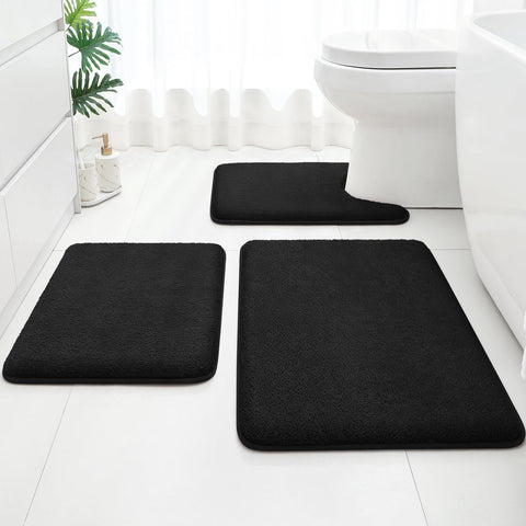 HOMEIDEAS Upgraded bath rug with memory foam for cloud-like comfort, absorbent surface.