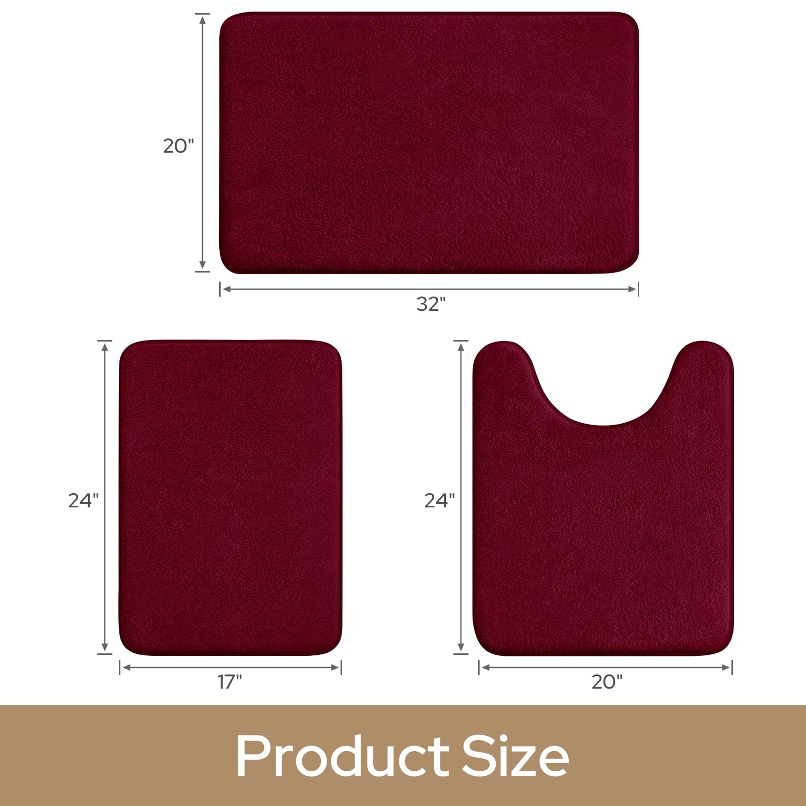 HOMEIDEAS burgundy absorbent mat soaks up moisture quickly around the sink.