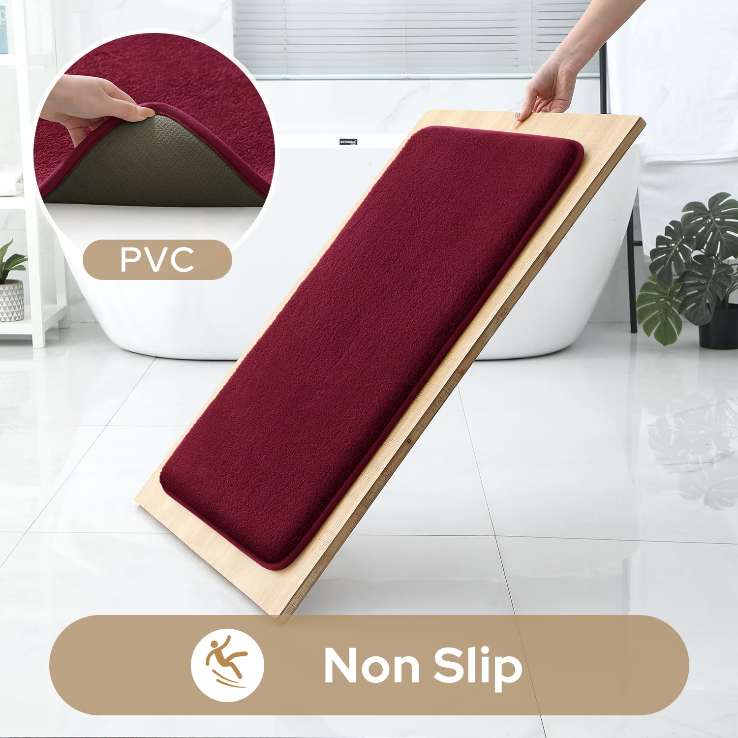 HOMEIDEAS burgundy durable backing resists wear for long-lasting use.
