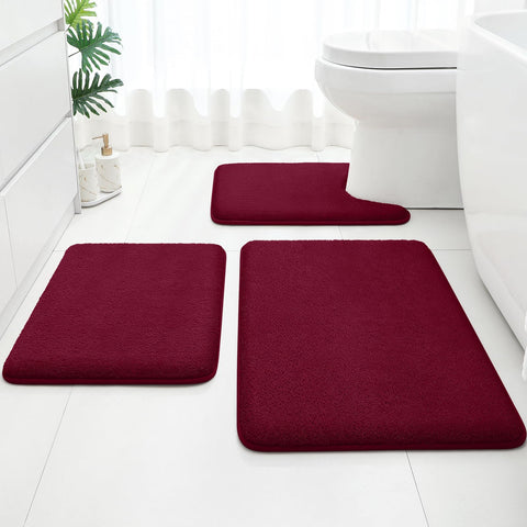 HOMEIDEAS memory foam bath rug with burgundy color offering plush underfoot comfort.
