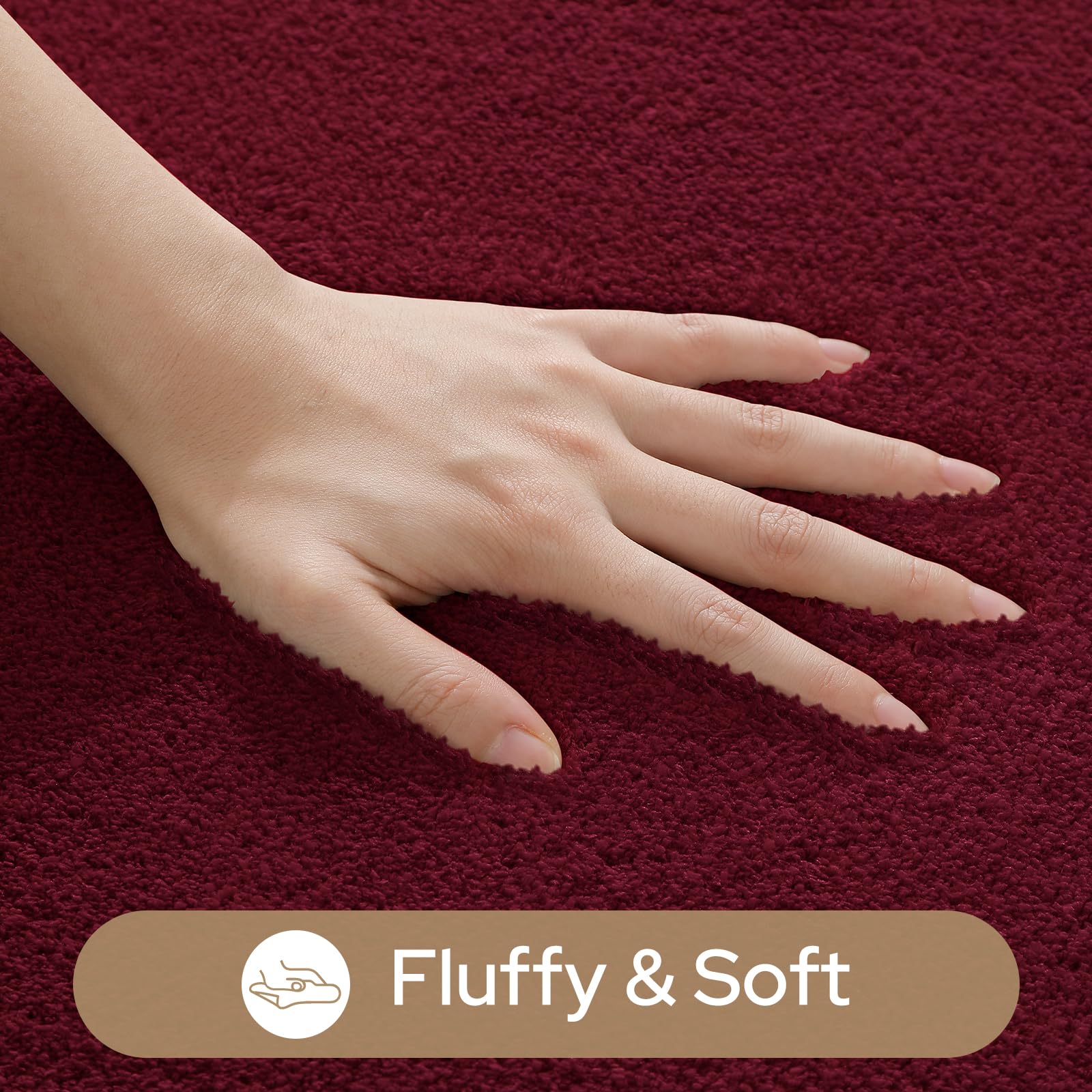 HOMEIDEAS burgundy washable rug for easy cleaning and maintenance.