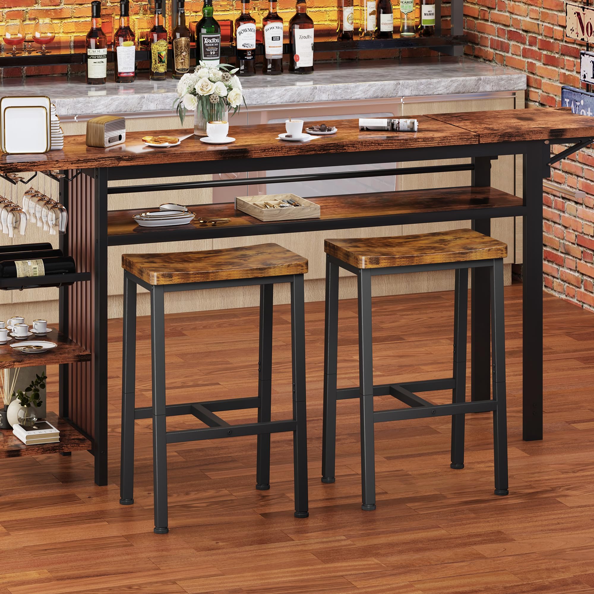 Homeiju bar stool dining room setup with industrial flair