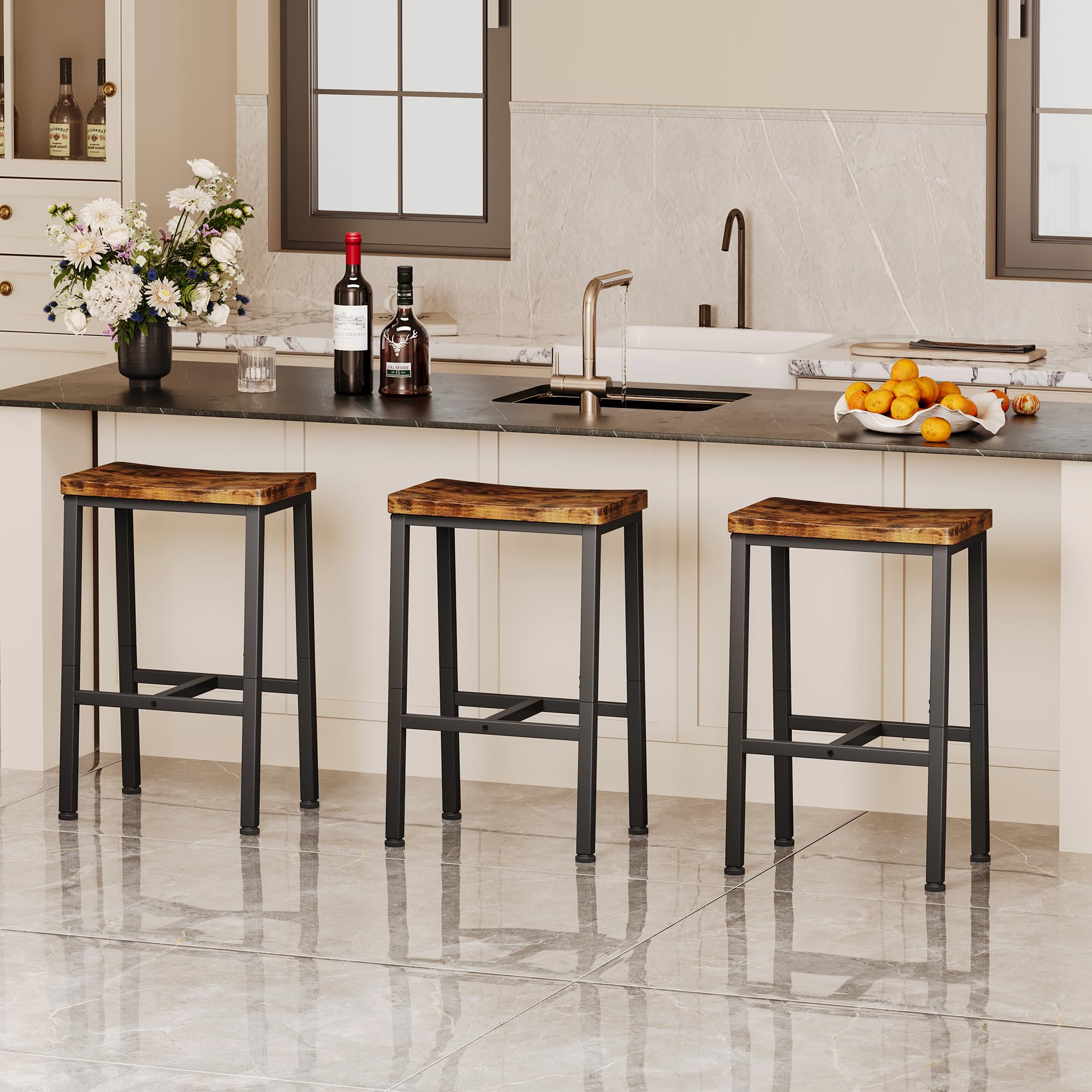 Homeiju bar stool ergonomic footrests enhance seating comfort