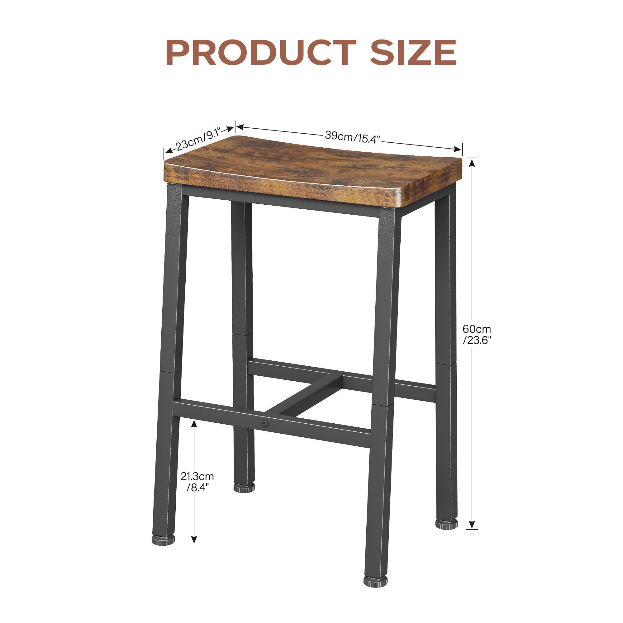 Homeiju bar stool rustic brown finish complements kitchen decor