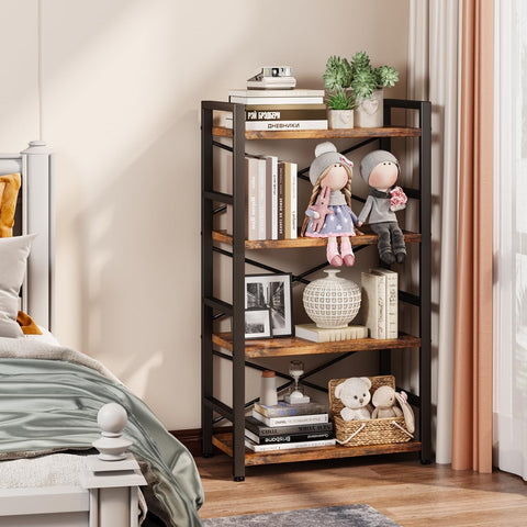 Homeiju Bookshelf adjustable feet adapt to uneven floors for steadier placement.