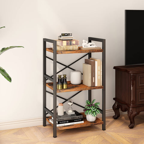 Back X-shaped wire design strengthens stability on Homeiju Bookshelf.