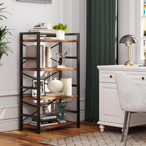Homeiju Bookshelf back X-wire design enhances stability for tall displays.