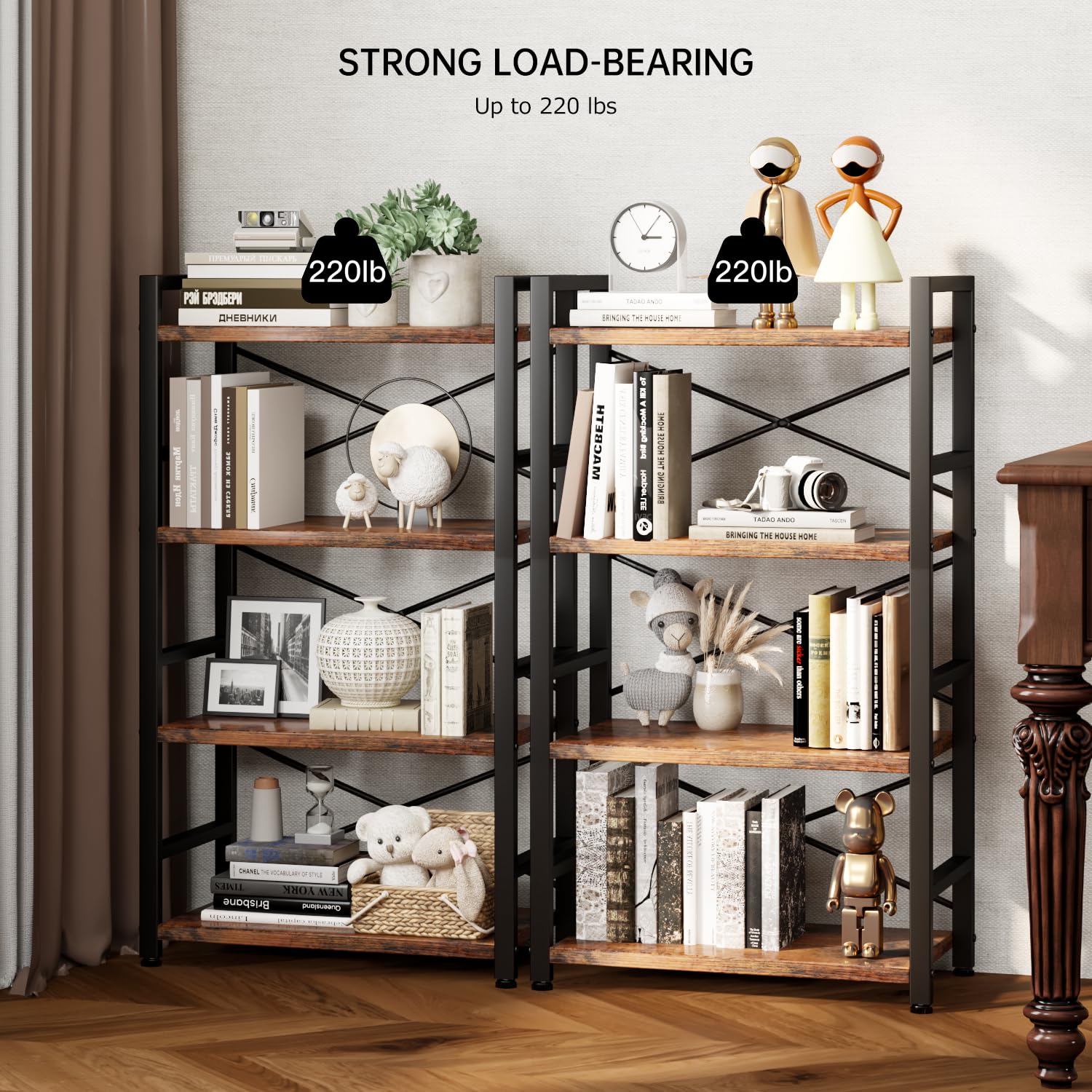 Homeiju Bookshelf compact and lightweight design fits small spaces.
