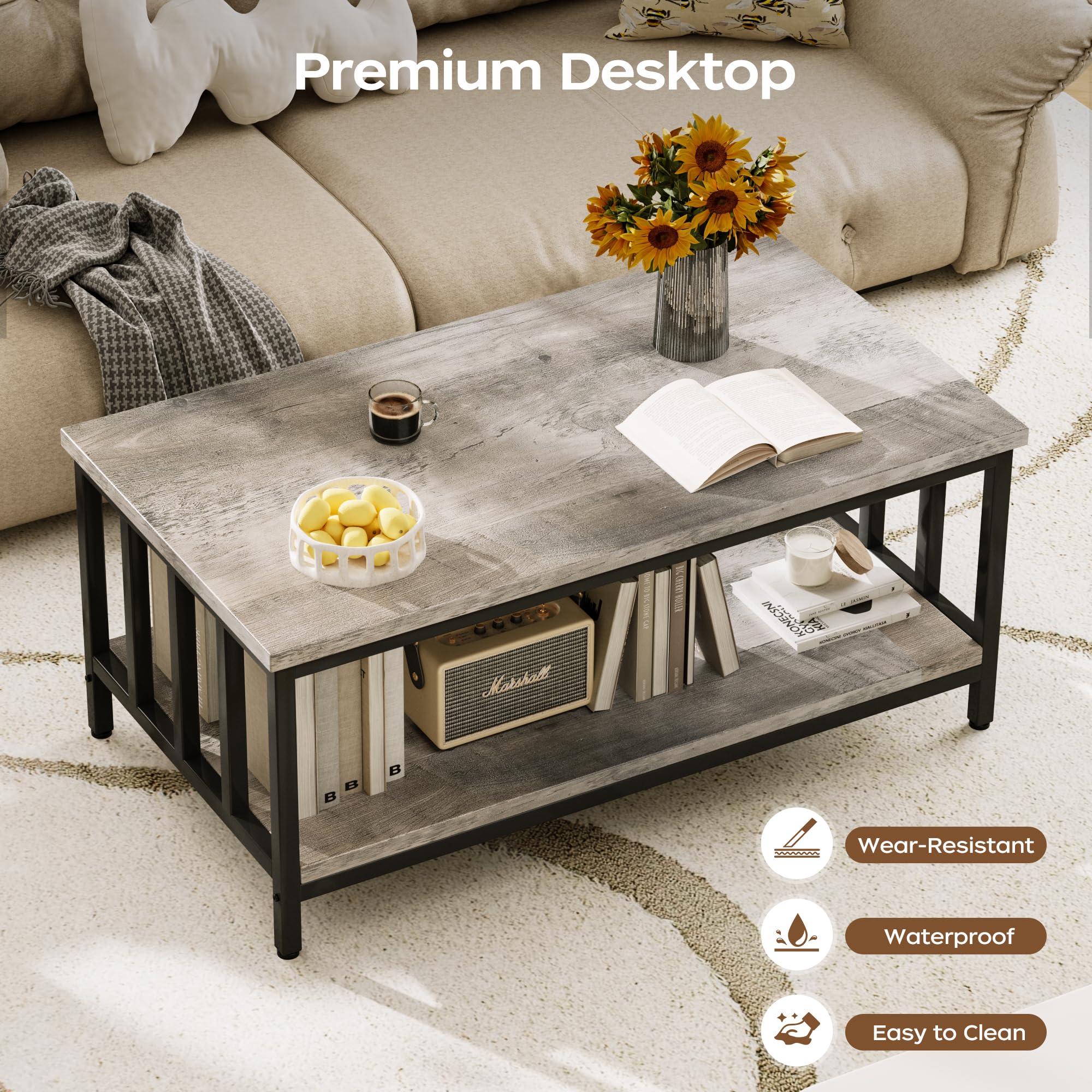 Homeiju sleek grey wash finish complements modern farmhouse decor.