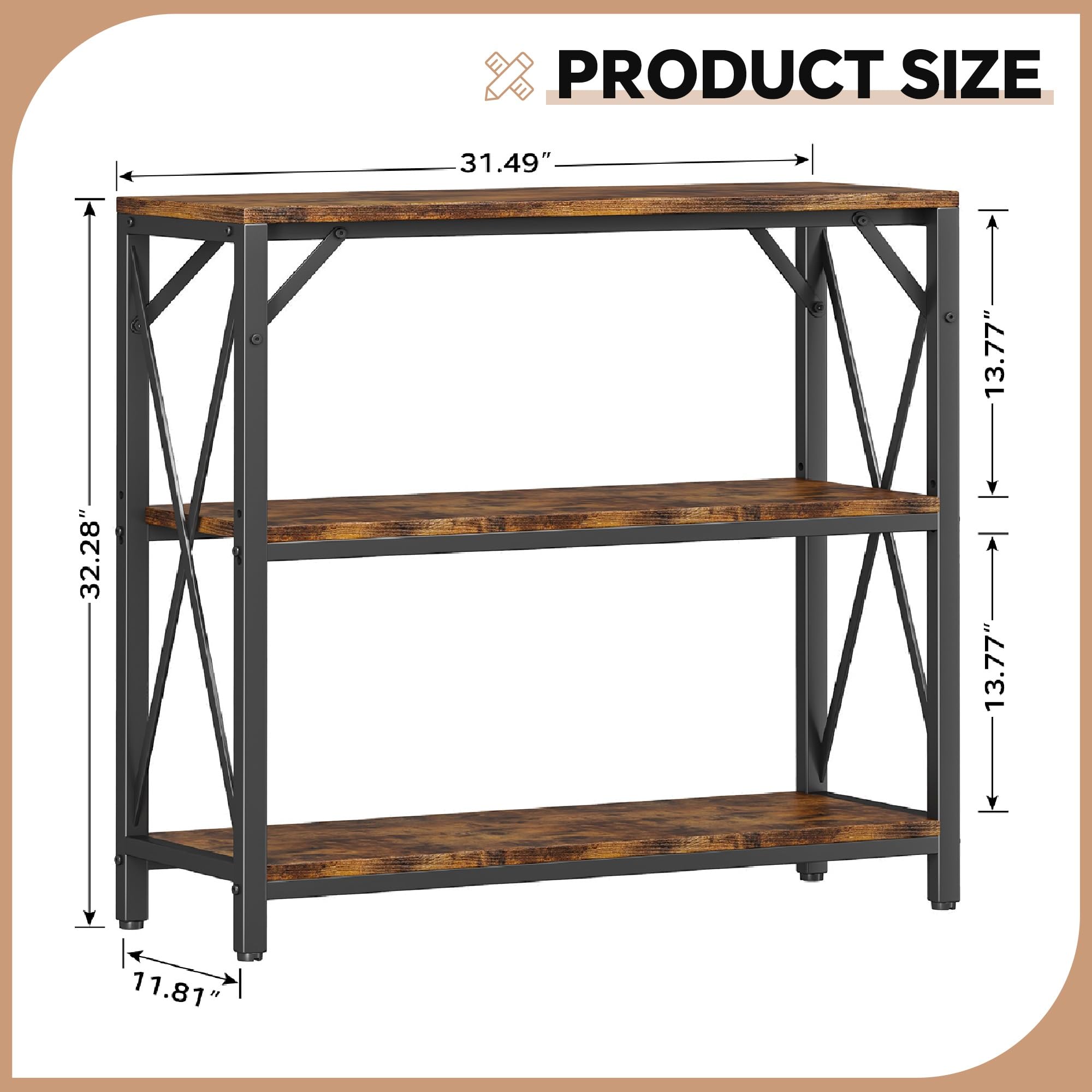 Homeiju rustic brown finish adds industrial charm and durability
