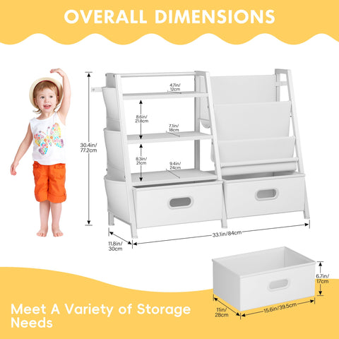 Homeiju fabric sling bins enable quick toy storage and cleanup.