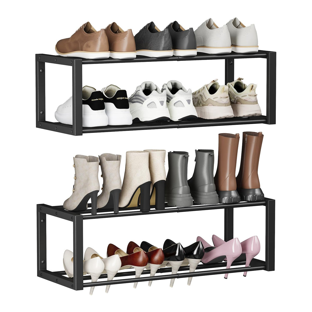 Homeiju Hanging Shoe Organizer extended holds 12–16 pairs for tidy closets