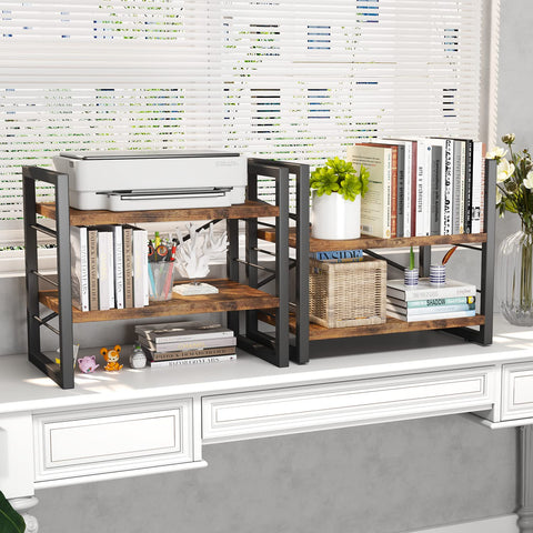 Homeiju Industrial bookcase in rustic black and brown complements living room decor.