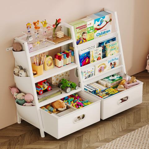 Homeiju kids bookshelf sling design for easy reach and tidy reading corner.