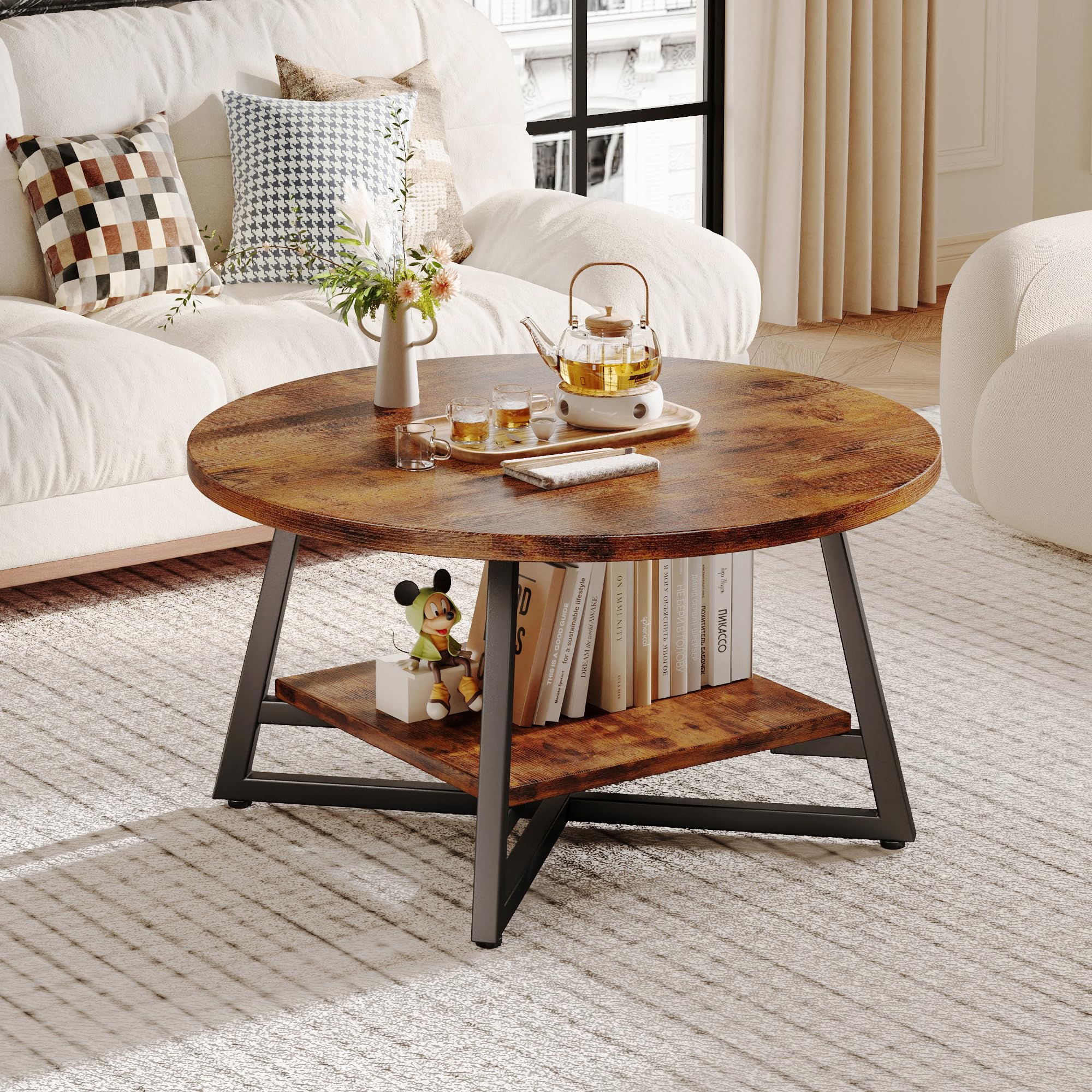 Homeiju rustic brown wood surface adds natural warmth and decor potential.