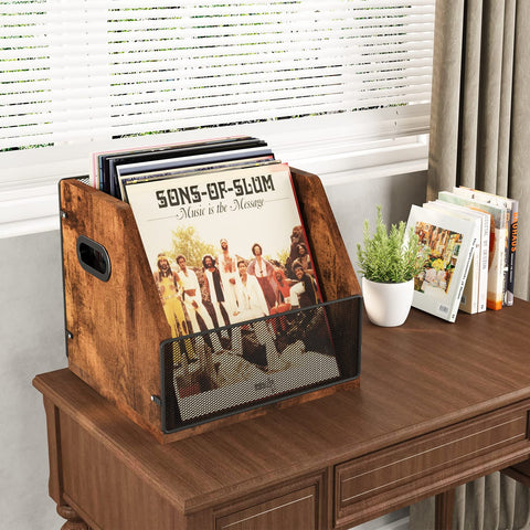 Homeiju vinyl storage crate with handles demonstrates portable, easy transport