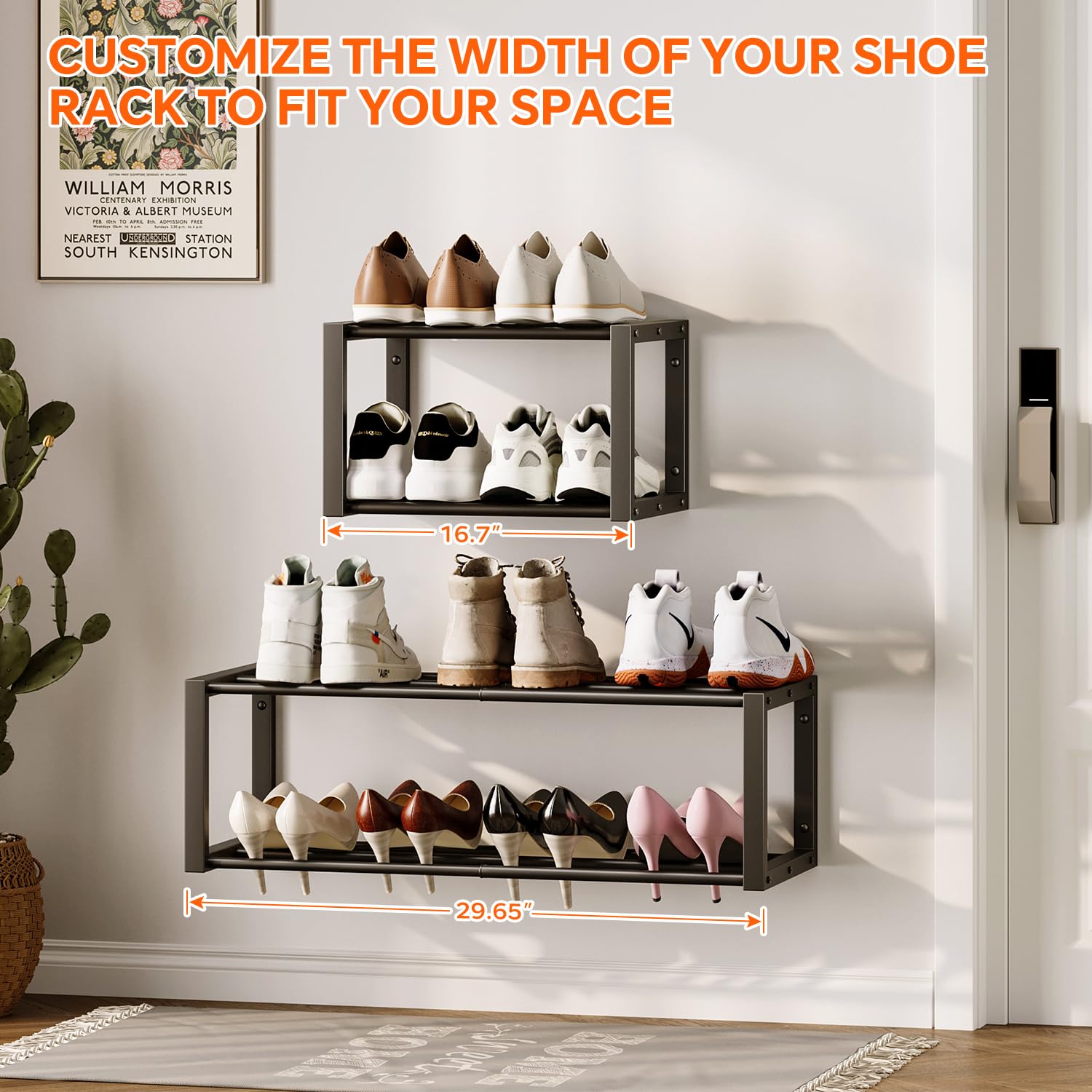 Homeiju Wall-mounted shoe rack frame with sturdy metal construction