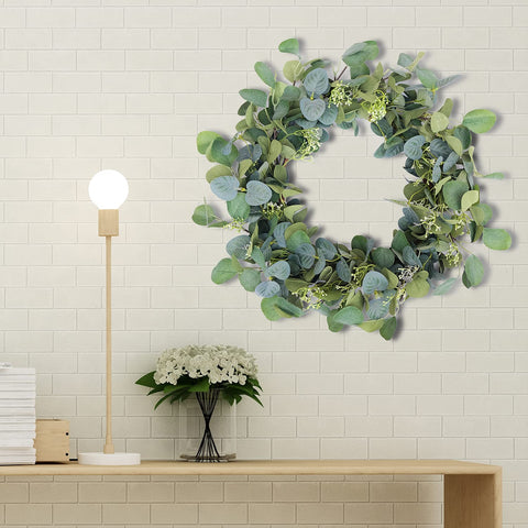 HomeKaren eucalyptus wreath fireplace-area accent for living spaces.