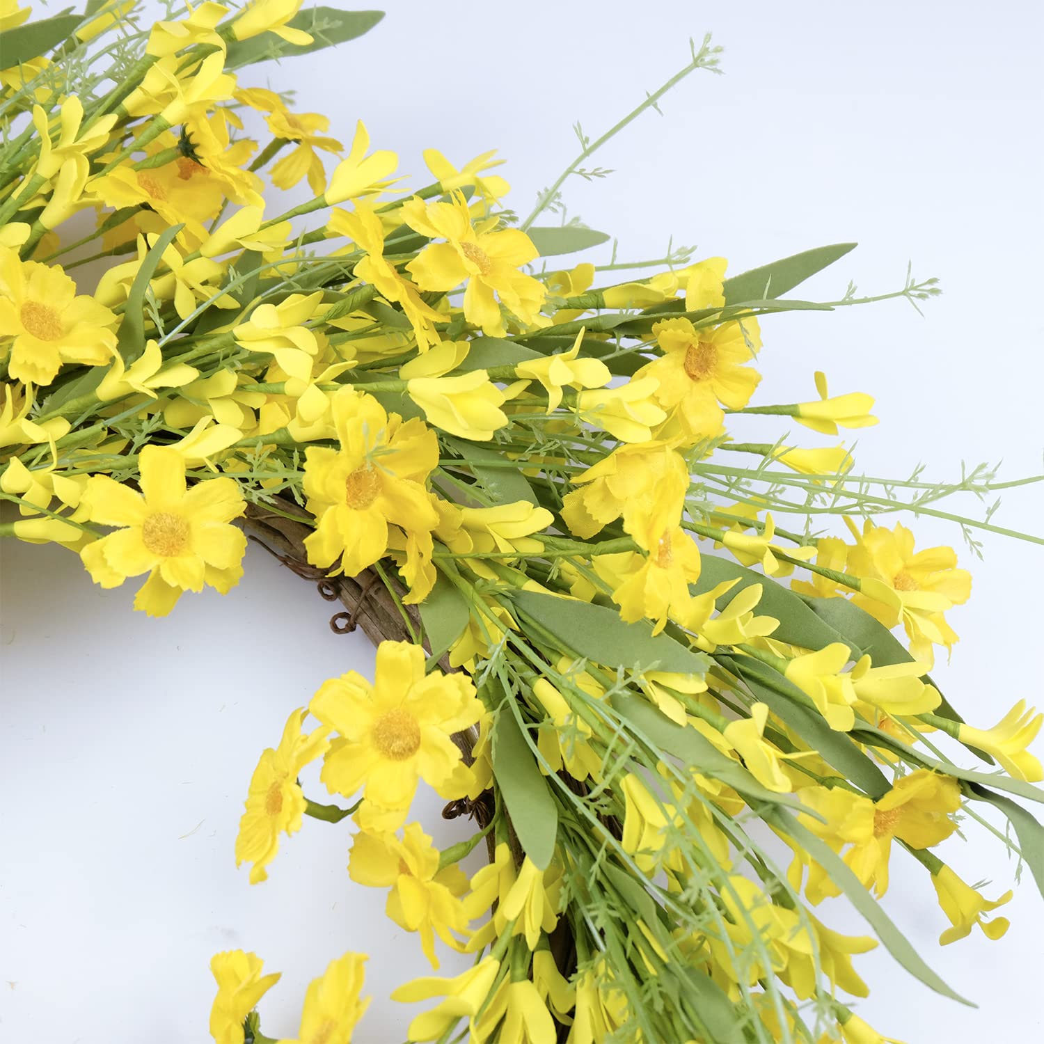 HomeKaren front door decor with natural-inspired floral arrangement