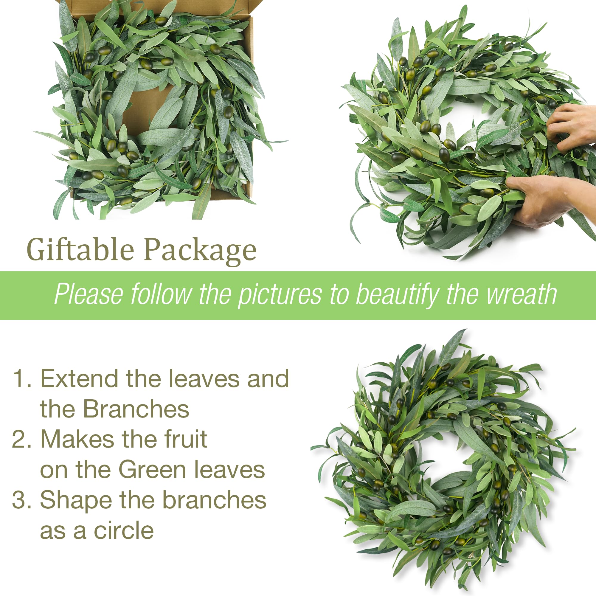 Outdoor porch decoration featuring the olive wreath for outdoor spaces.