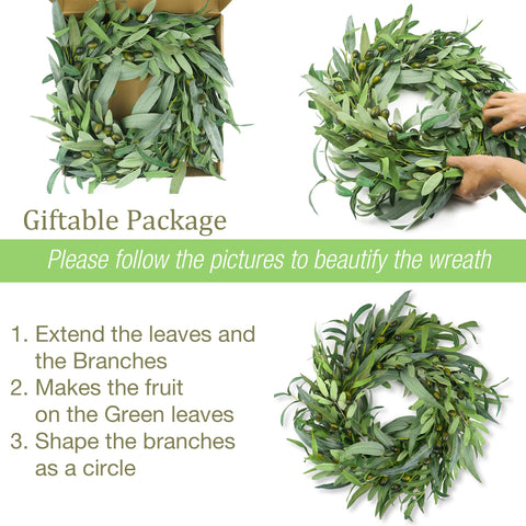 Outdoor porch decoration featuring the olive wreath for outdoor spaces.