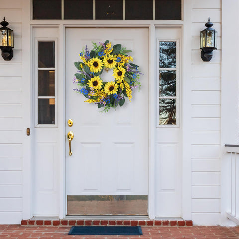 HomeKaren sunflower wreath suitable for indoor and outdoor placement