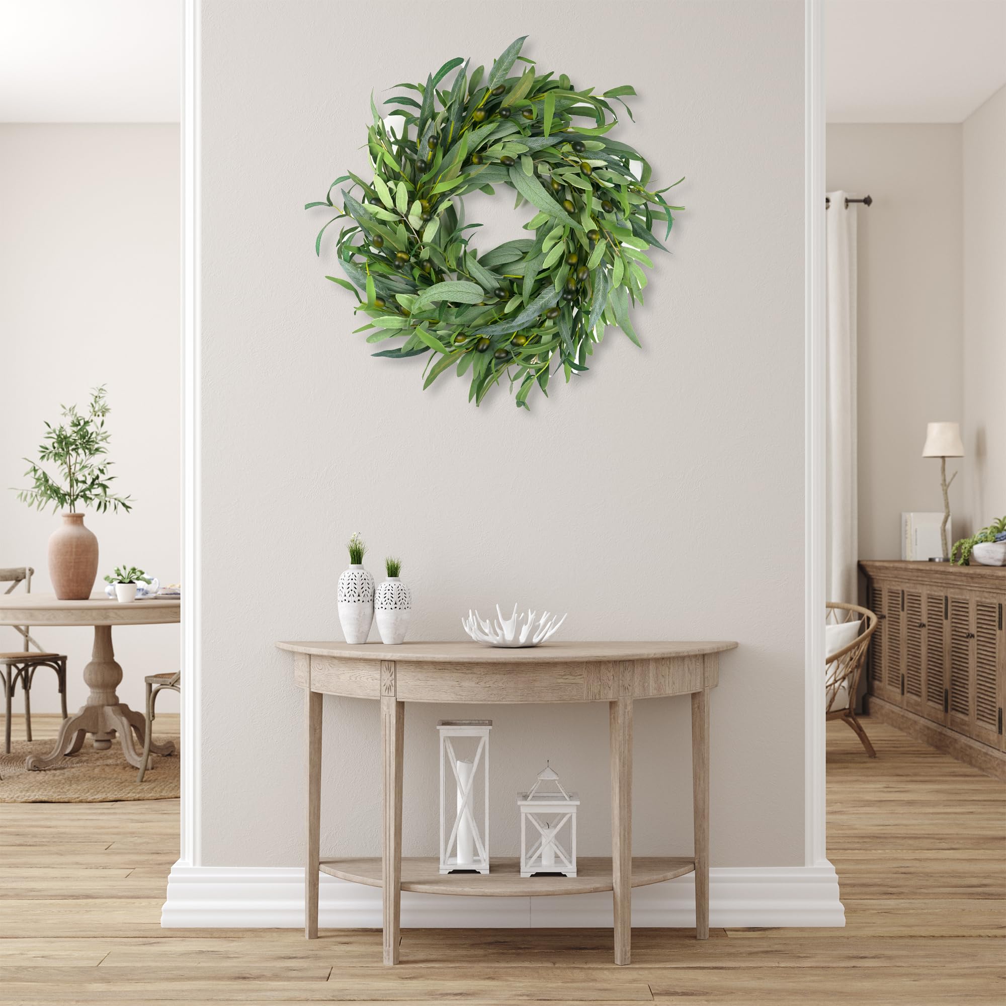 Wedding decor idea using the olive wreath for elegant events.