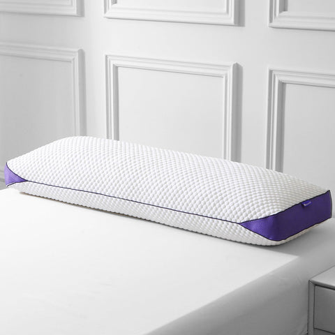 HOMELAB adjustable memory foam pillow on bed showing full size for side sleepers