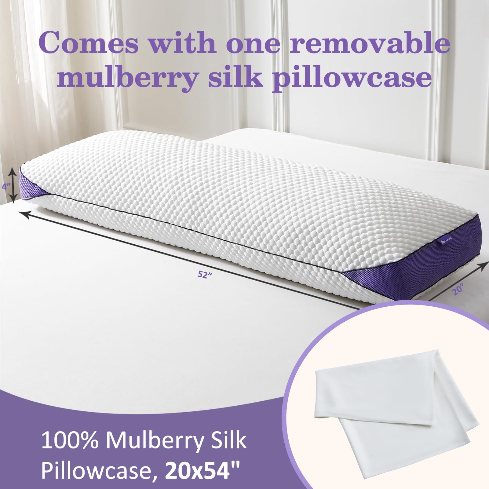 HOMELAB full-length pillow with removable cover for easy care