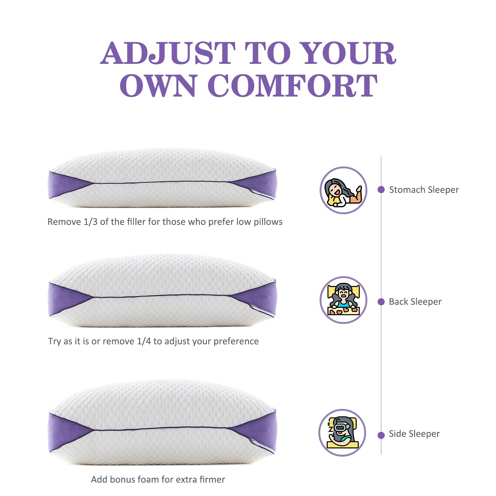 HOMELAB slow-rebound memory foam adapts to your shape for versatile sleep positions.