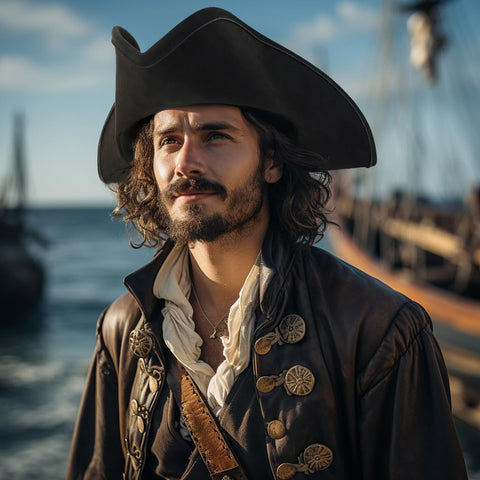 HOMELEX pirate hat in brown tricorn ideal for pirate-themed events