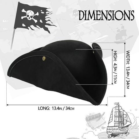 HOMELEX pirate hat for themed parties and dances in brown