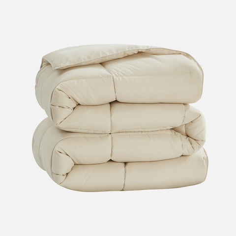 Homelike Moment beige bedding complements many decors and styles.