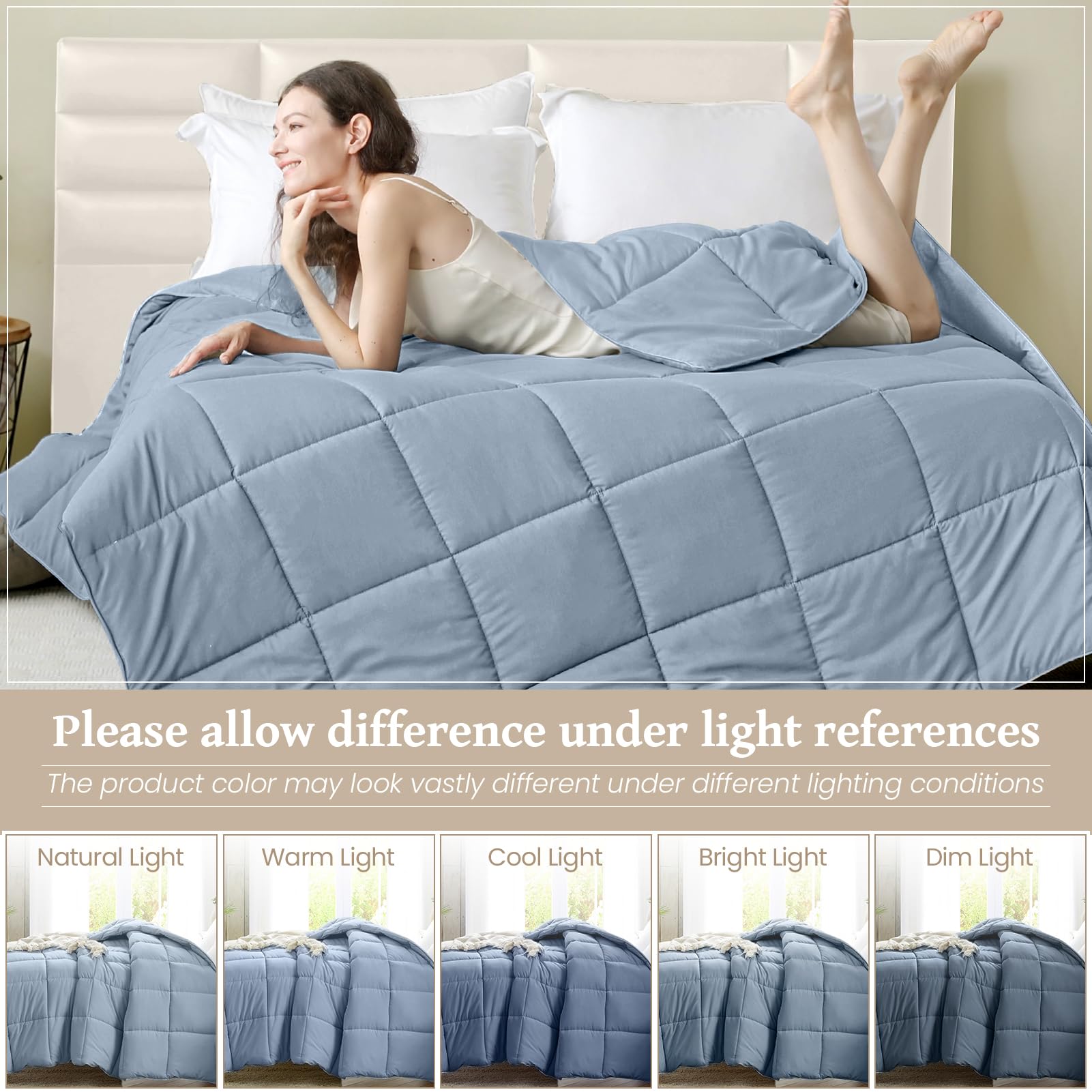 Homelike Moment blue-soft microfiber feel for light warmth and softness.