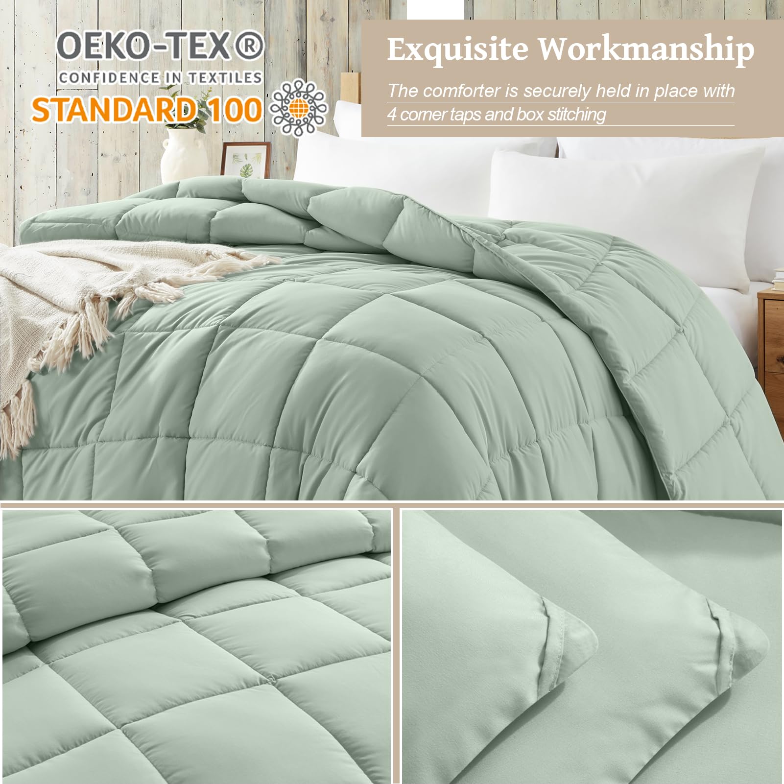 Homelike Moment bed comforter features 4 corner tabs for duvet cover security