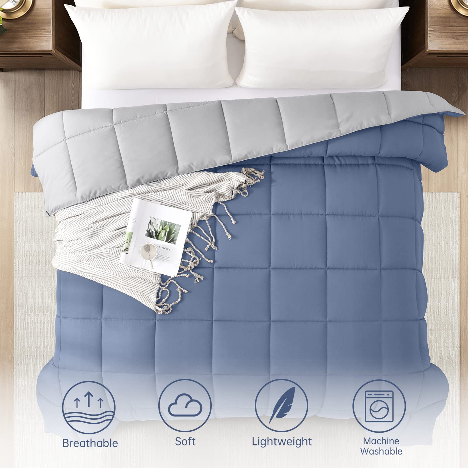Homelike Moment lightweight all-season comforter suitable for year-round use.