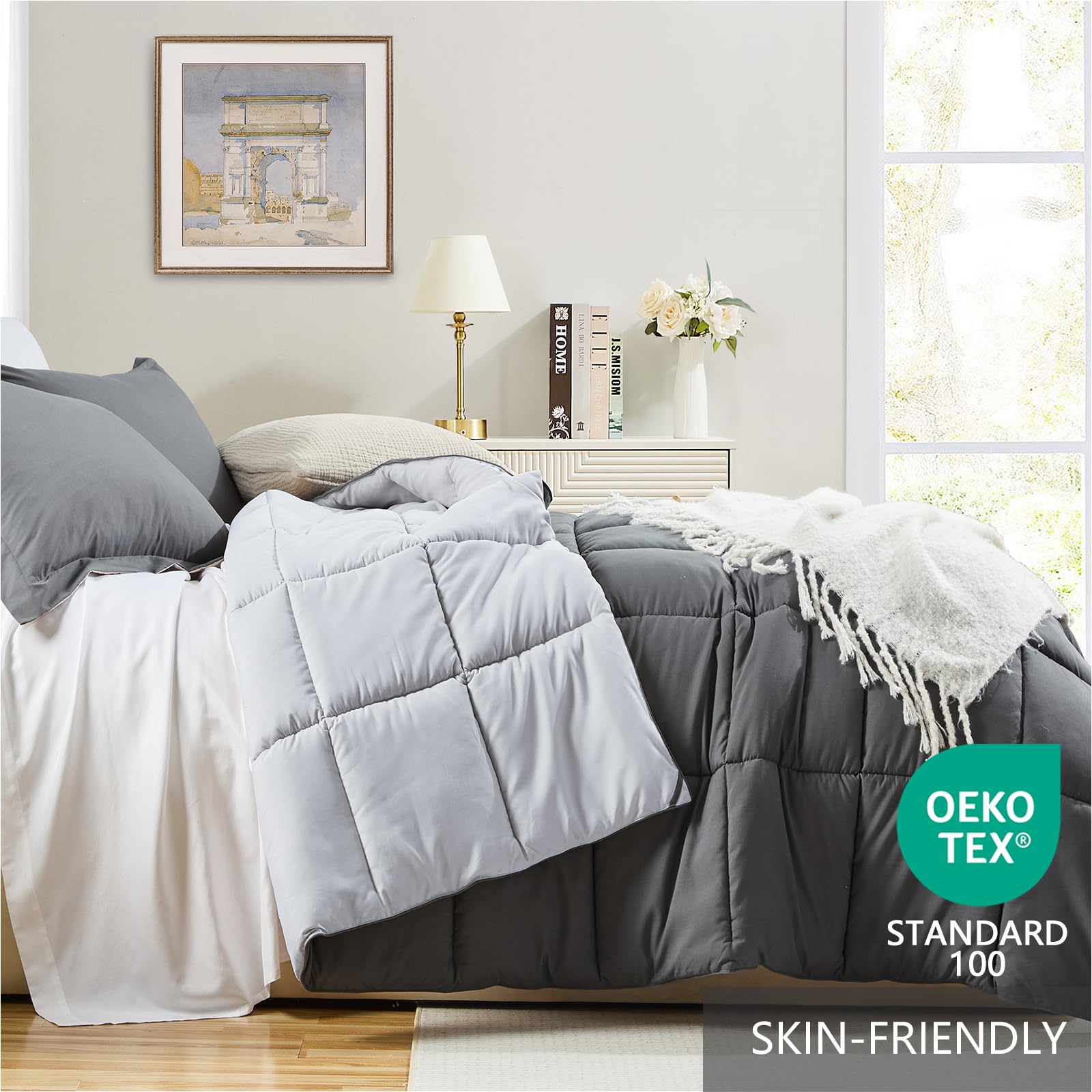 Homelike Moment microfiber filling with no clumping for even warmth.