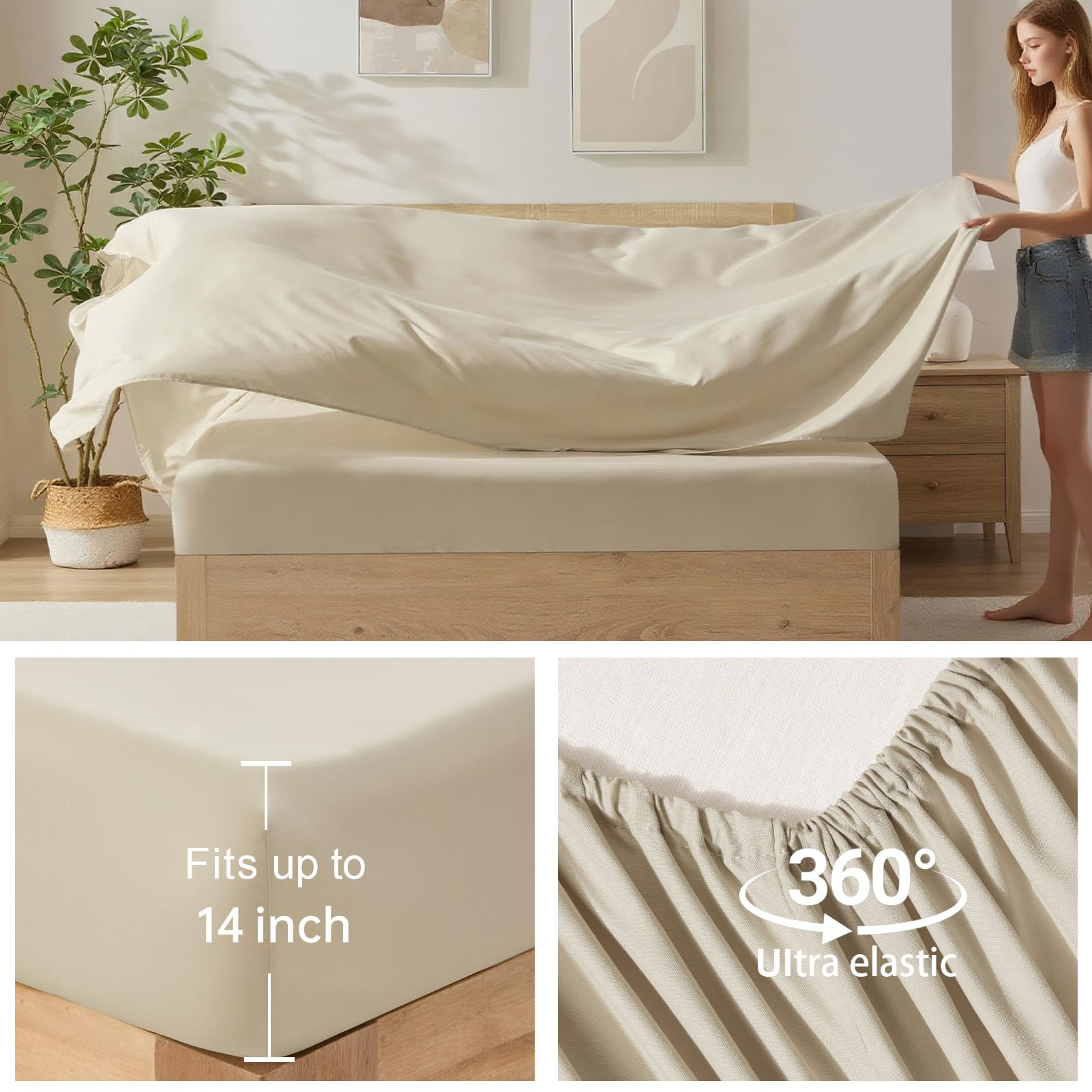 Homelike Moment pillow shams 20x26; coordinated beige bedding for a polished look.