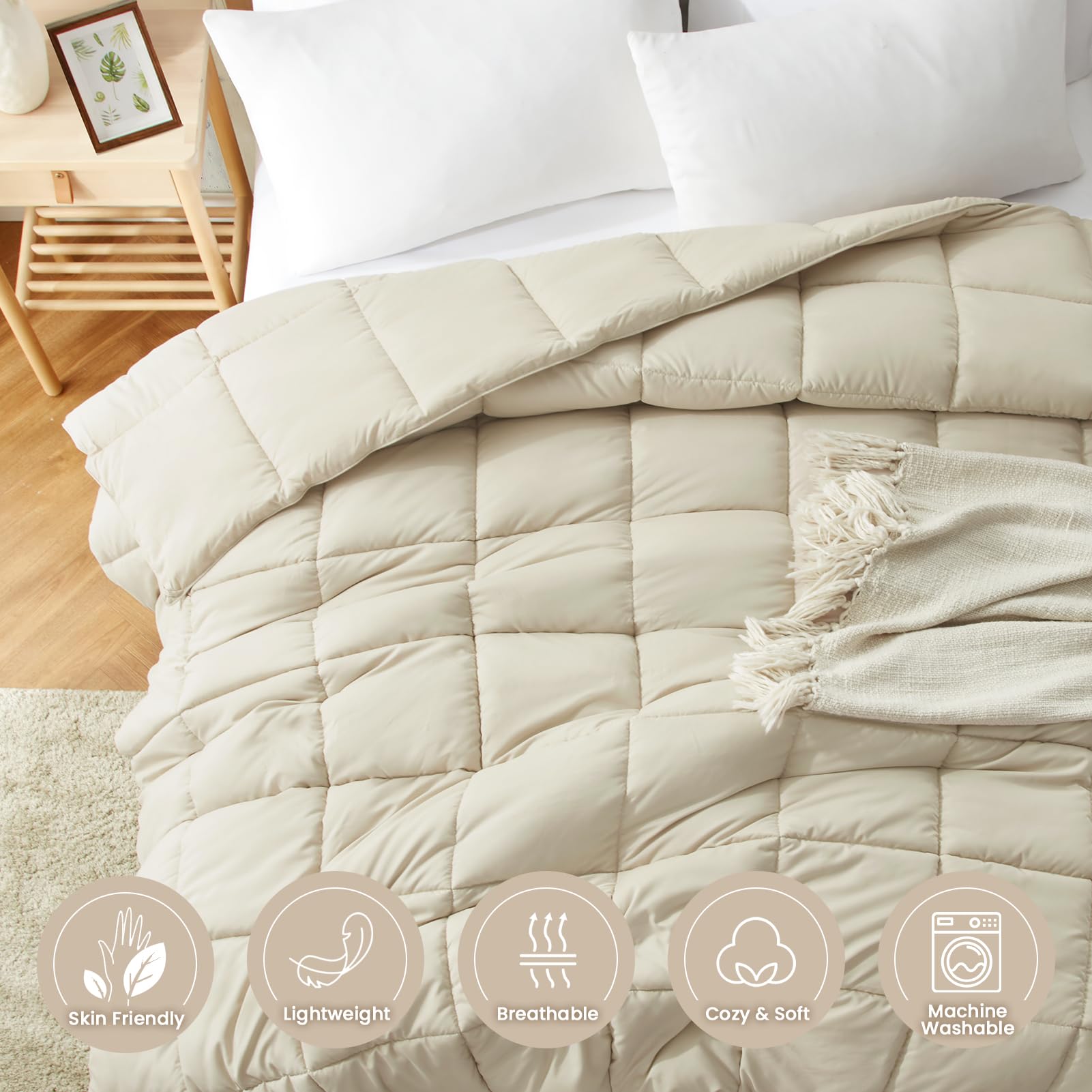 Homelike Moment queen comforter with four corner tabs anchors duvet covers securely.