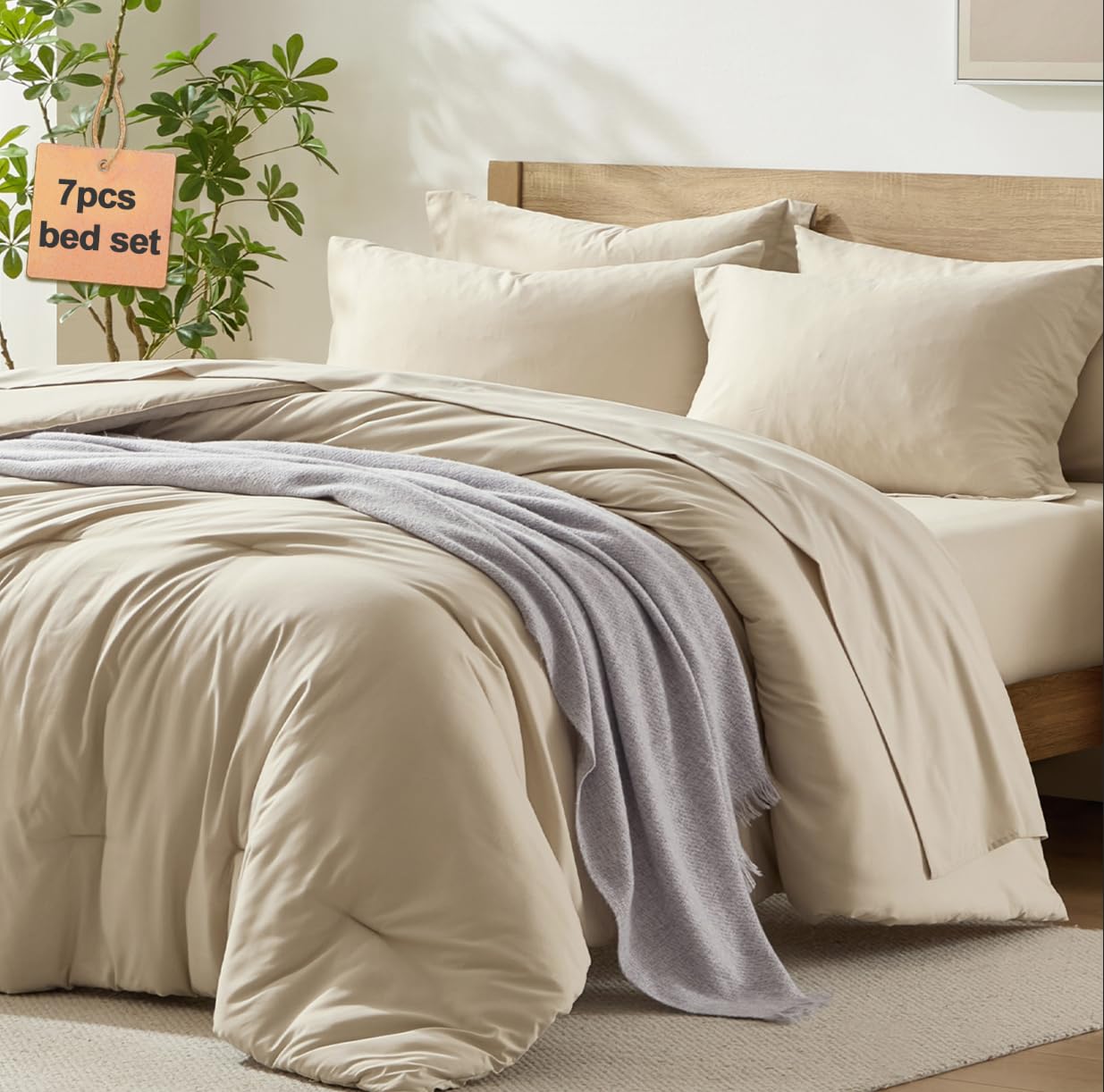 Homelike Moment queen comforter 88x88 on bed; cloud-soft, all-season warmth.