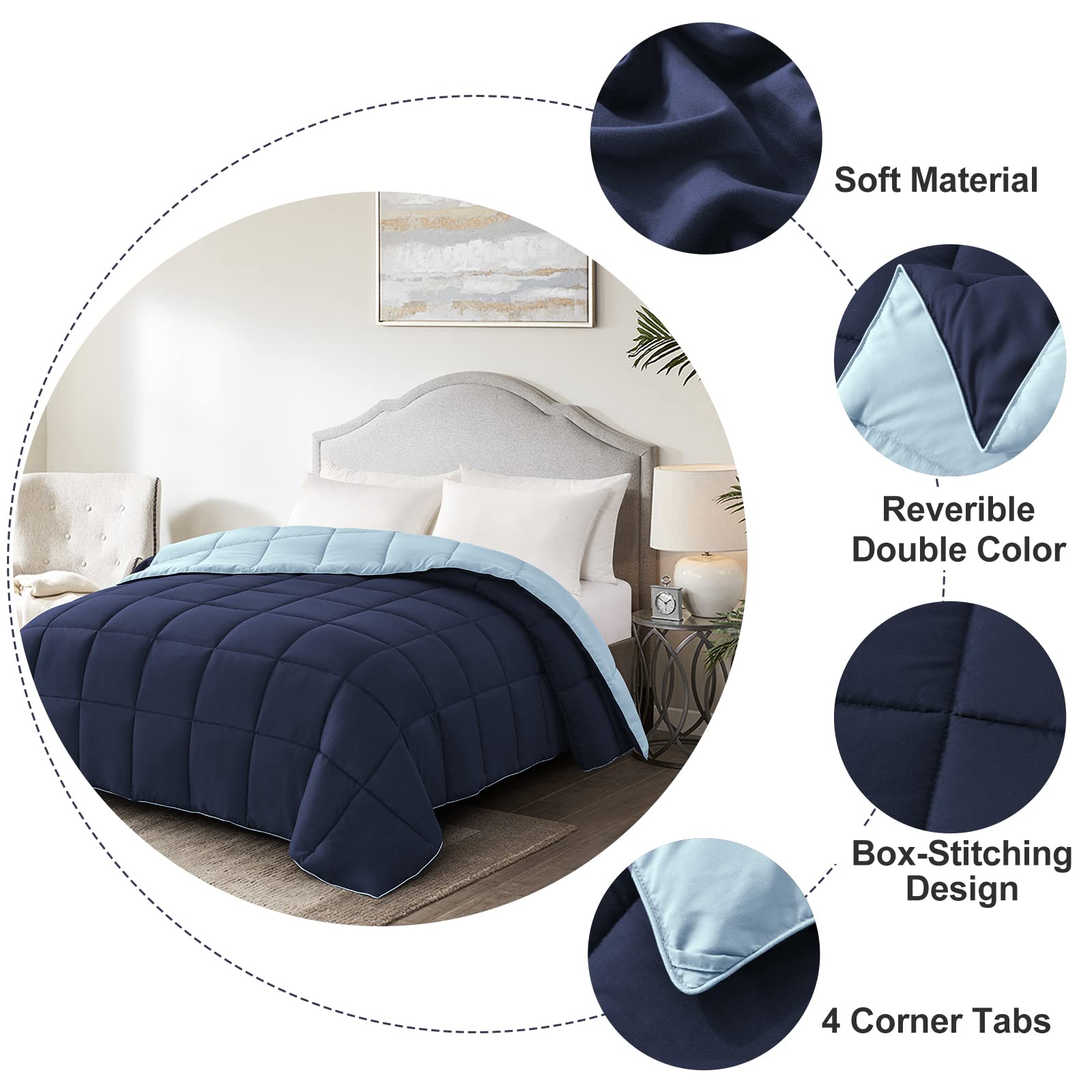 Homelike Moment twin comforter close-up of lightweight microfiber filling