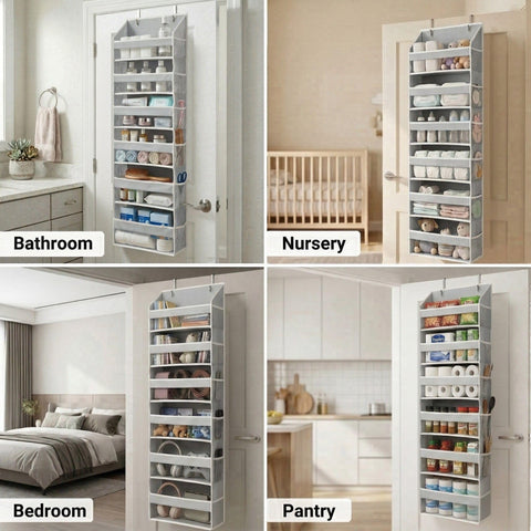 HOMELUX THEORY sturdy door-hanging system stays securely in place.