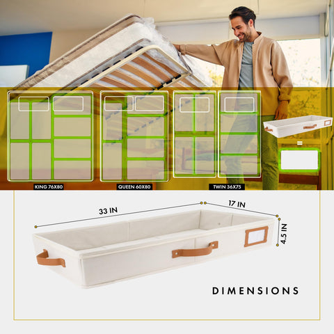 HOMELUX THEORY durable canvas under-bed container with thick sides keeps shape.