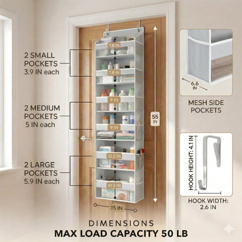 HOMELUX THEORY 12 mesh side pockets ideal for small items and accessories.